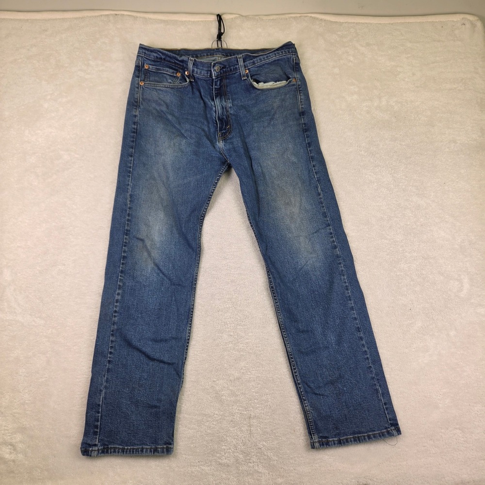 Levis 505 Regular Fit Blue Denim Jeans Mens 36x30 Medium Wash Straight Leg